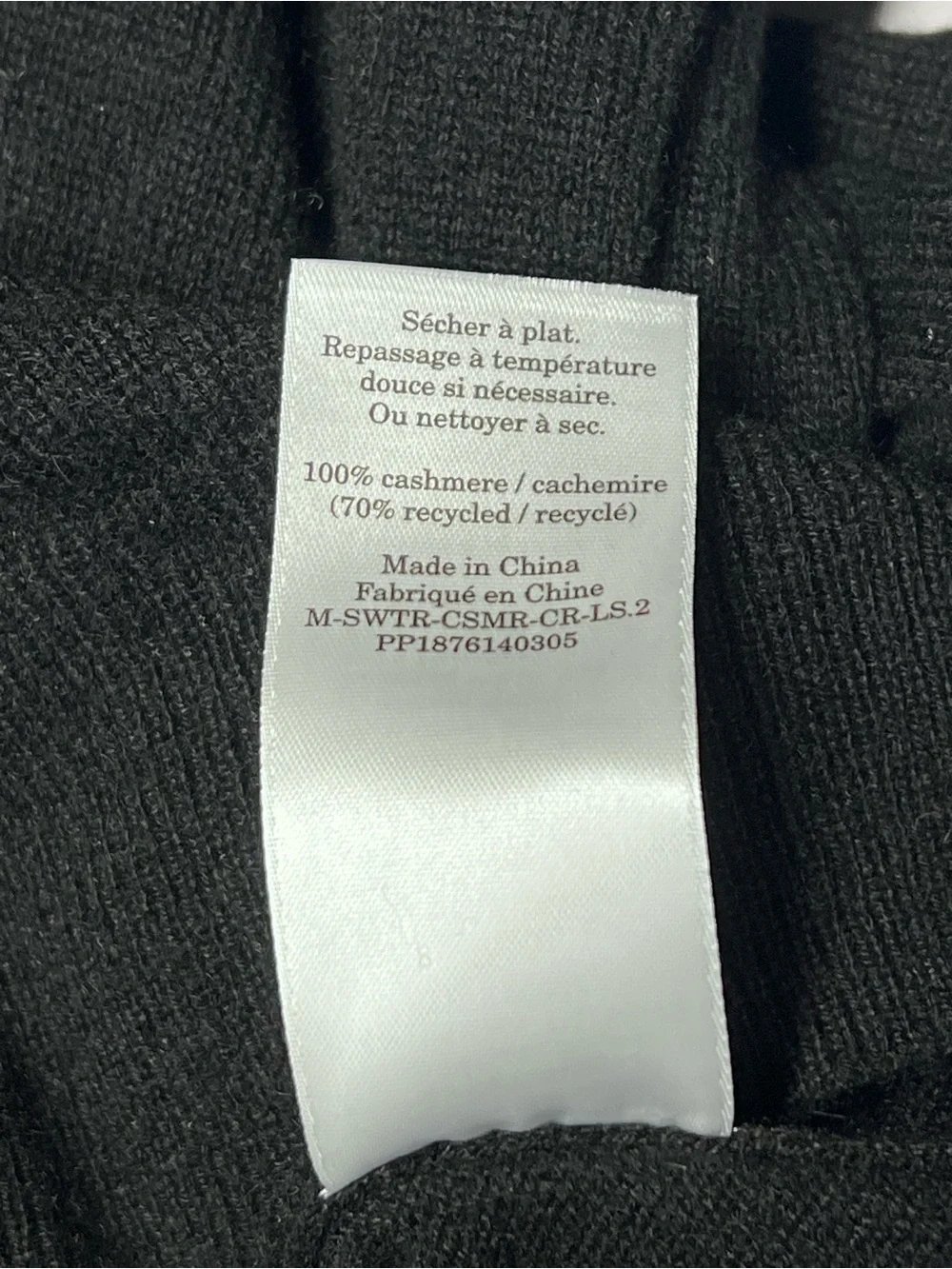 Everlane The Cashmere Crew Black Sweater 100% Cashmere Men’s Size S NWT